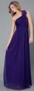 Single Floral Applique Shoulder Long Formal Dress in Purple